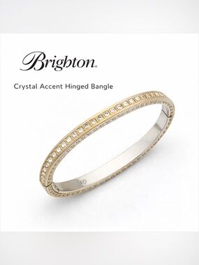 Brighton Crystal Accent Hinged Bangle - Gold